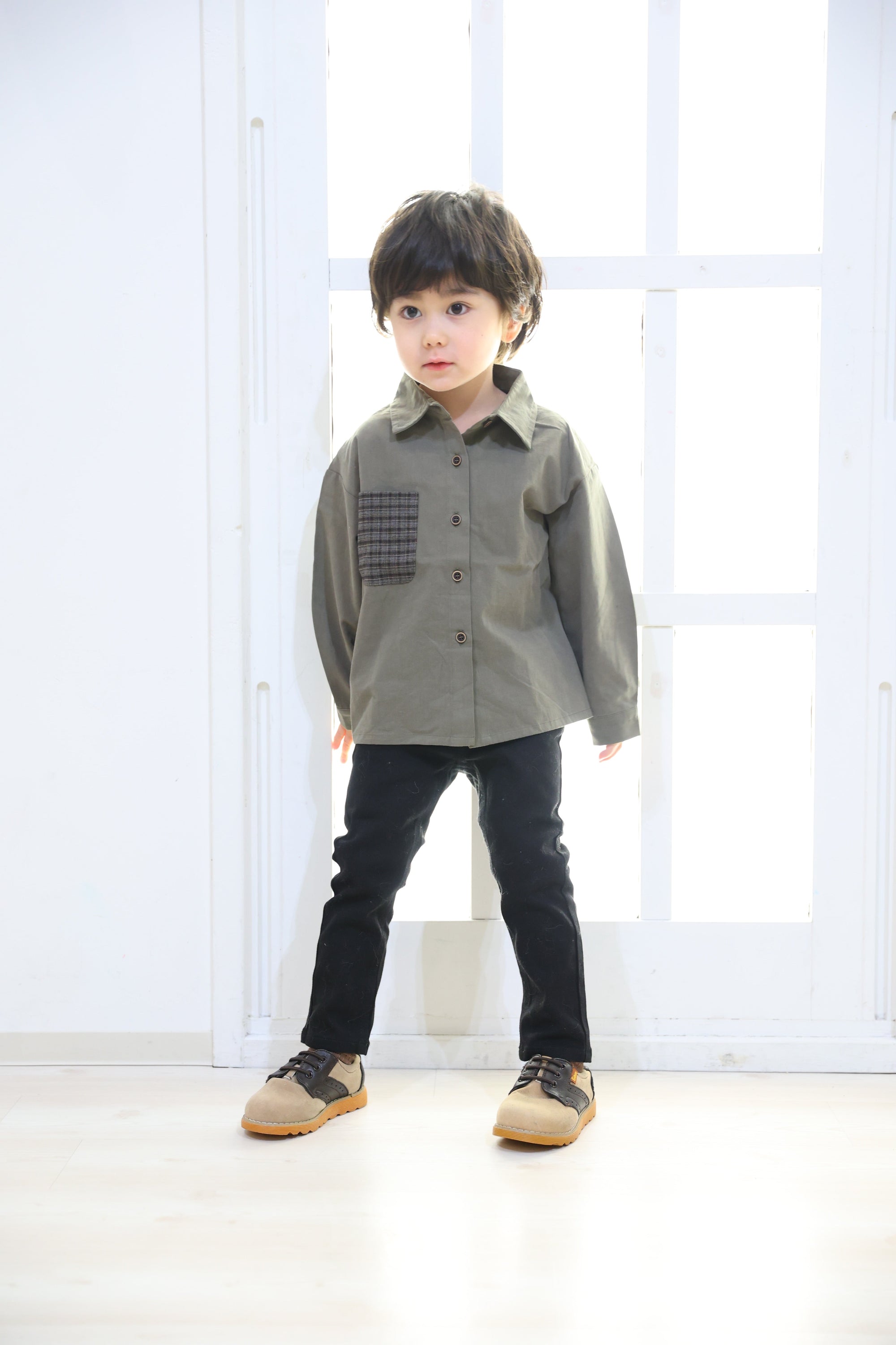 【OUTLET】체크 무늬 포켓 shirt