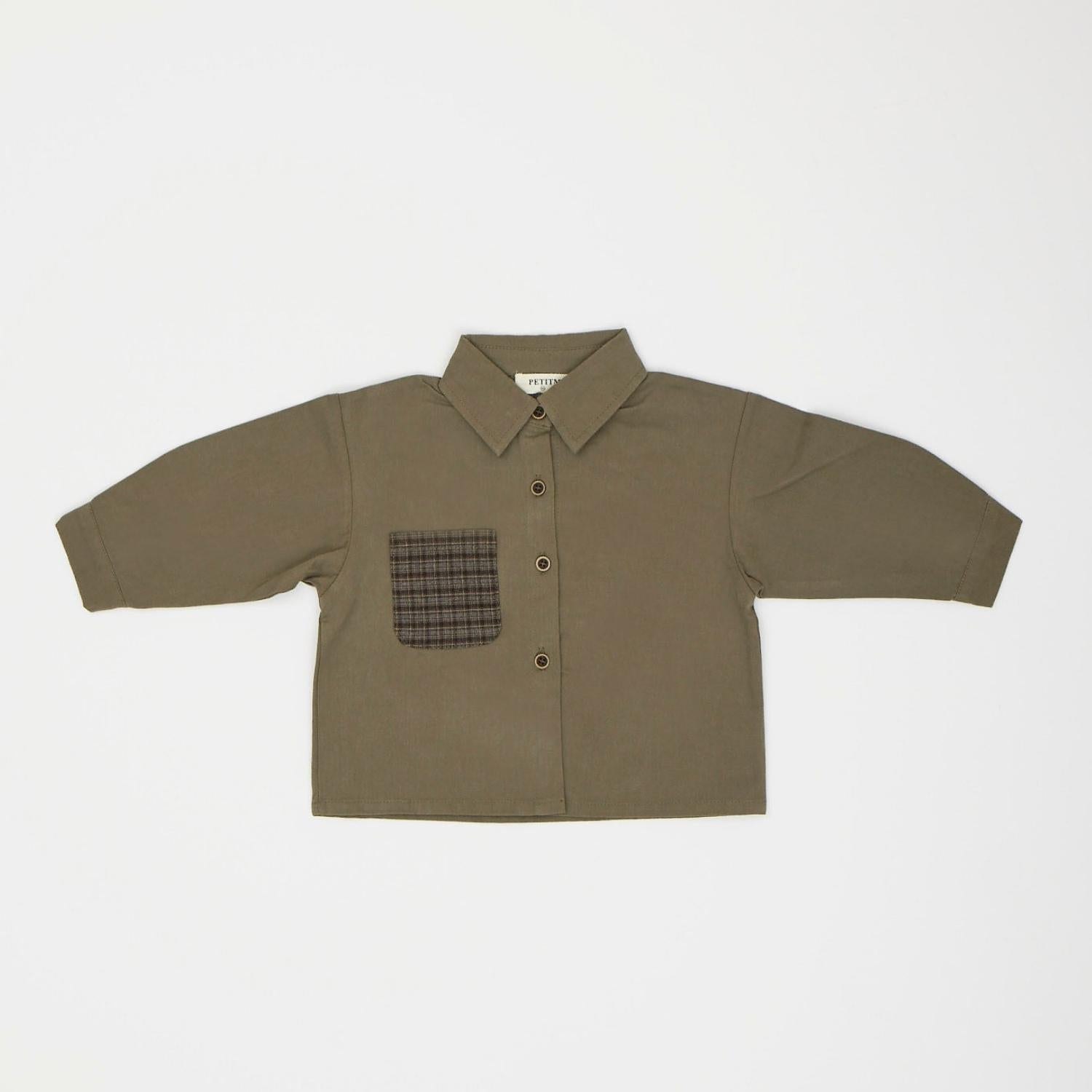 【OUTLET】체크 무늬 포켓 shirt