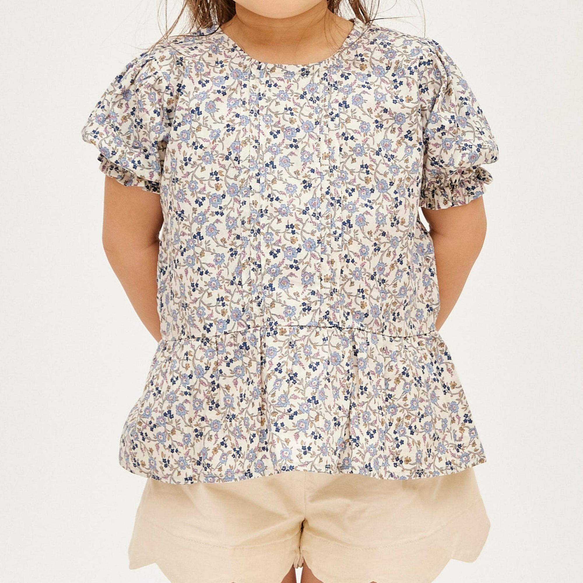 blouse p1 flower ブルー