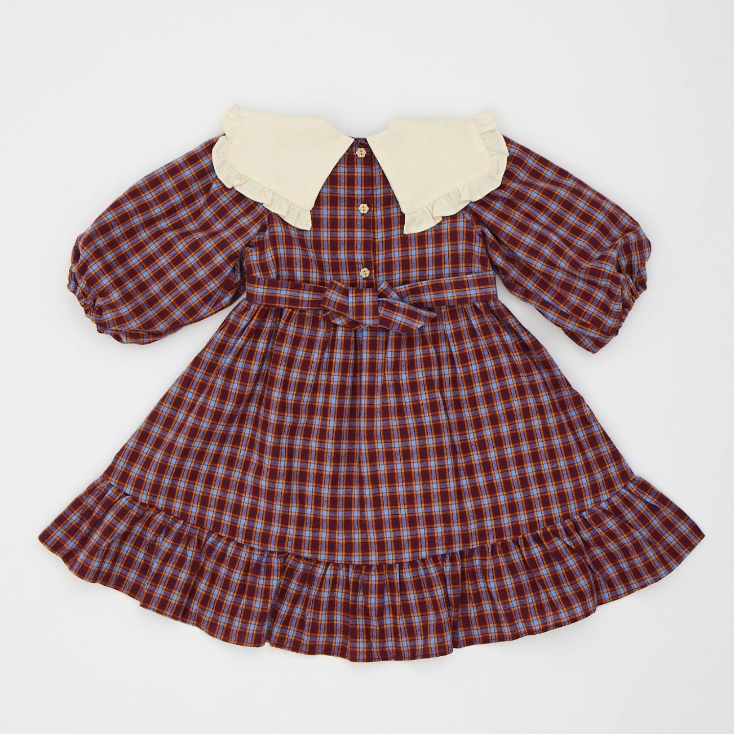 【Outlet】 Frill Collar Check One Piece