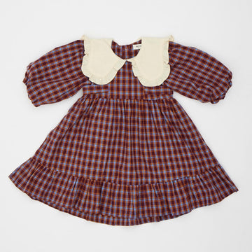 Frill collar check one piece