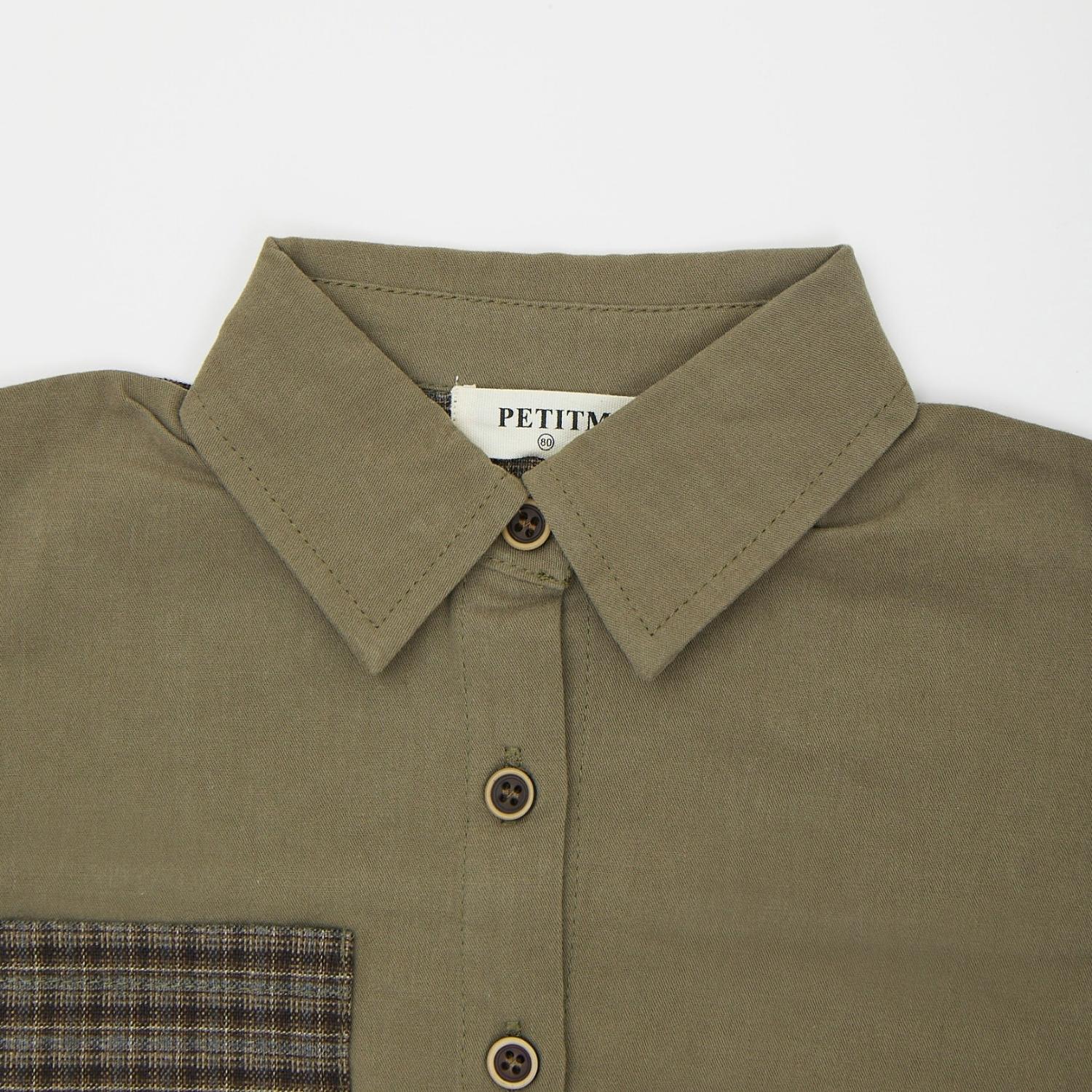 【OUTLET】체크 무늬 포켓 shirt