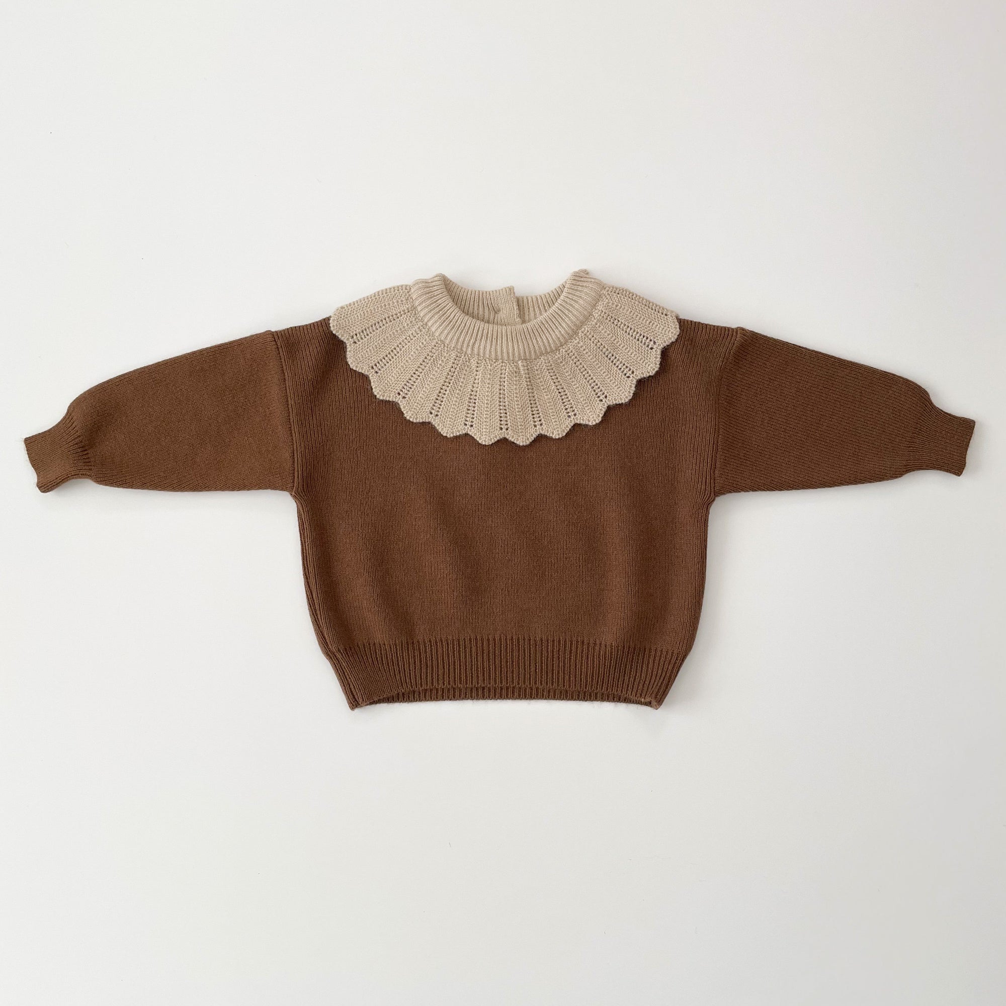 collared natural knit ブラウン