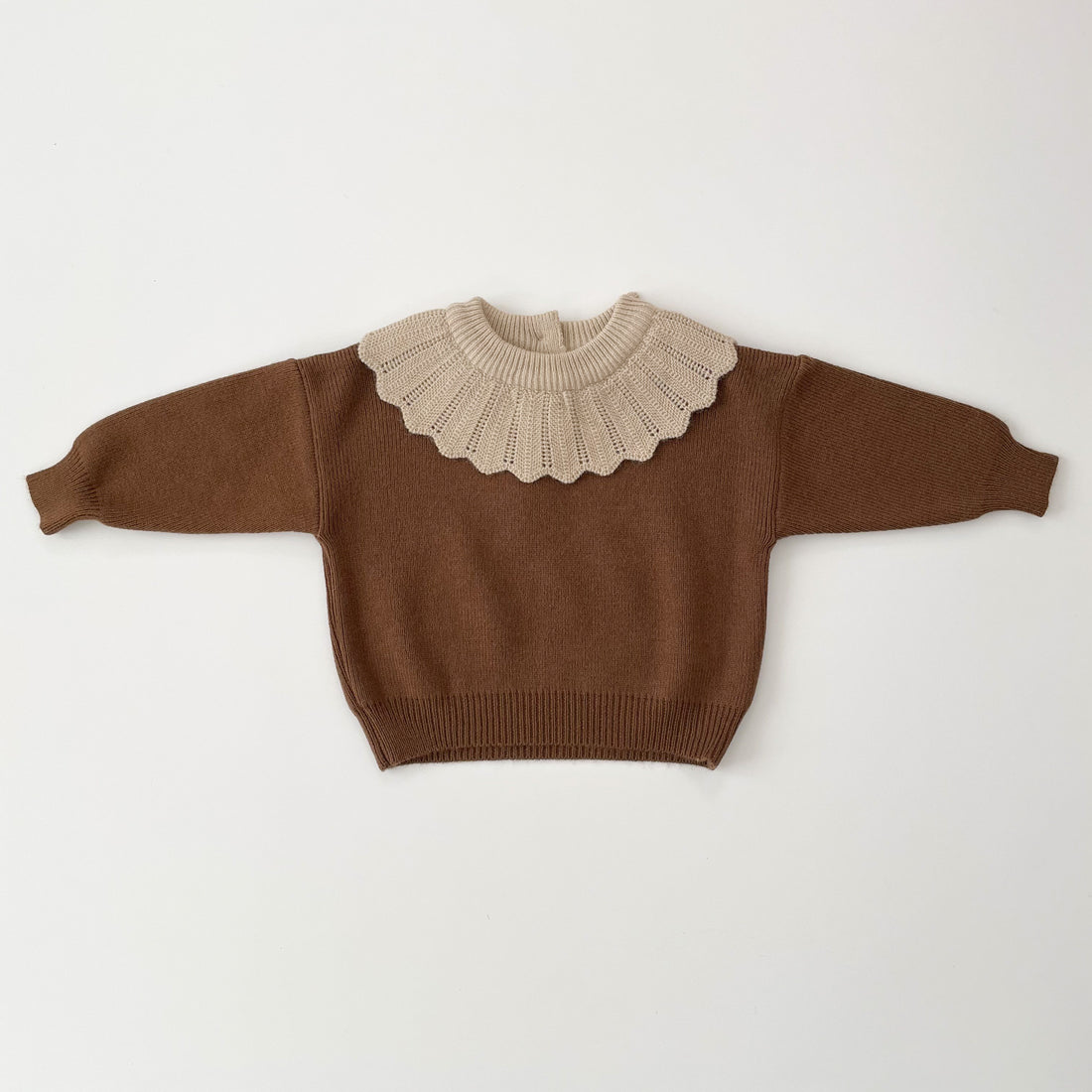 collared natural knit ブラウン