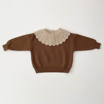 collared natural knit ブラウン