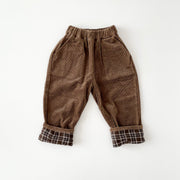 corduroy check pants ブラウン