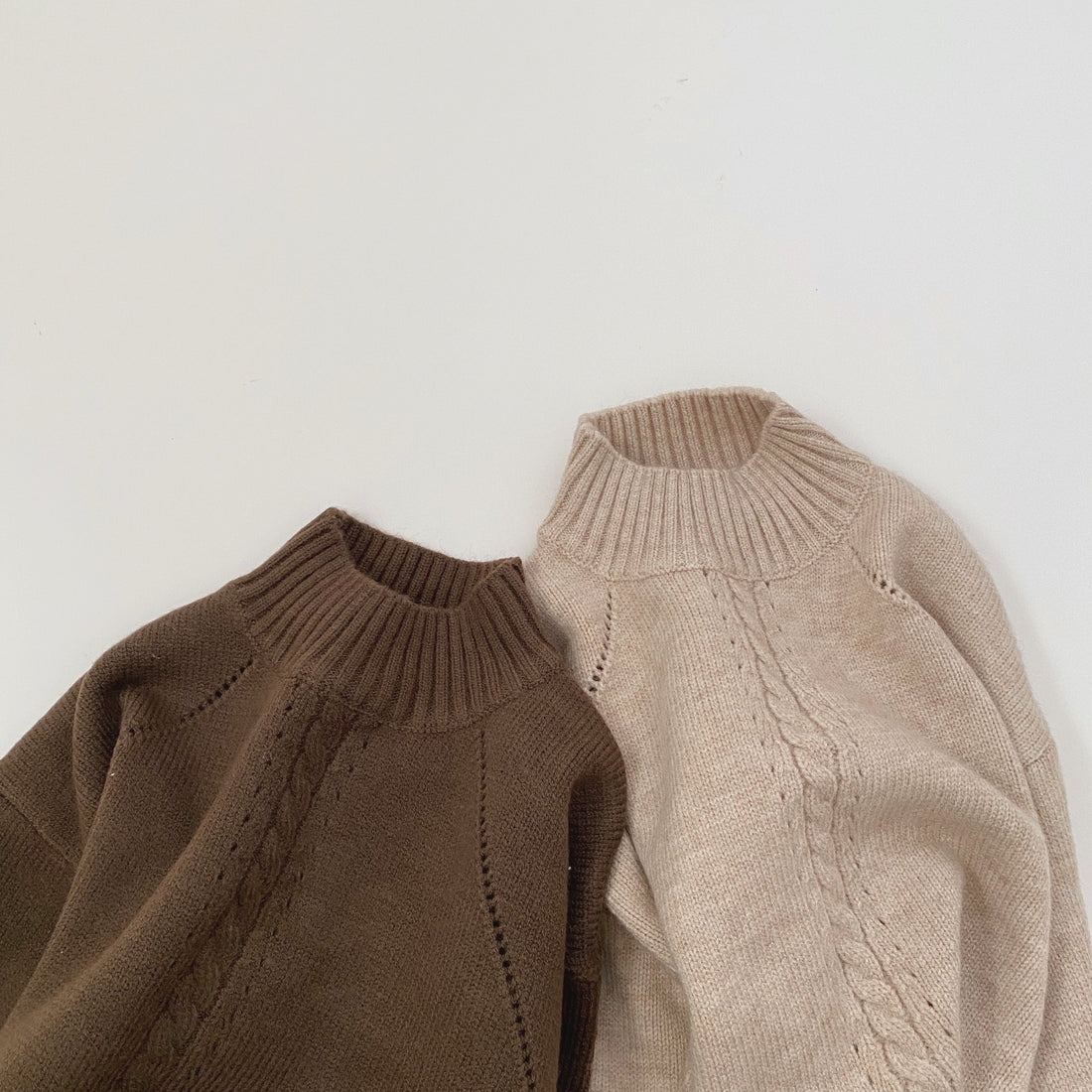 high neck knit ブラウン ベージュ